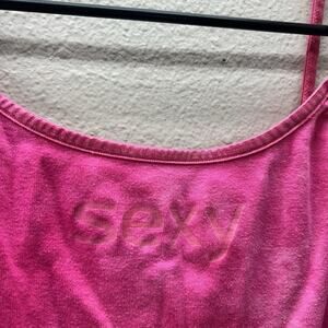 A+A Vintage‎ Baby Tank Cropped Pink “sexy” Spellout Rare 2000s Y2K Pink Coquette